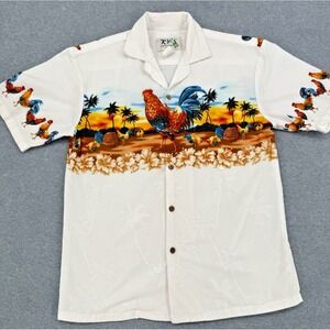 Hawaiian Shirt Made in Hawaii KY's Cotton Aloha Island Rooster Print